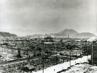 Hiroshima in ruins after the bombing on August 6, 1945.