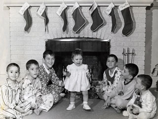 The children of Tom and Rose Marie Cousins, Christmas 1964.