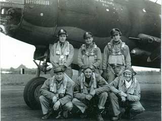 B-26 Bomber flight crew, France, 1944. Duluth native Joe Balach,
co-pilot, is shown in back row, on right.