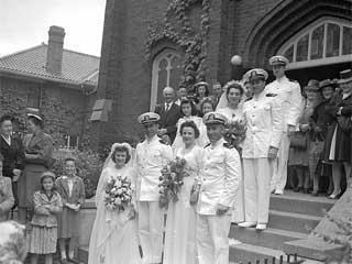 Four bridal couples, military wedding, 1943. Loc. no. GT3.32k p10