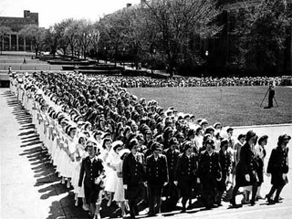 Thirty-six hundred student nurses inducted into cadet corps at Northrop Auditorium, 1943. Loc. no. R2.2 p148