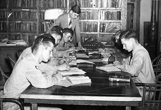 Adult education program at Civilian Conservation Corps camp, Maple Lake, 1938. 