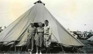 Bill Anderson with his mother and brother, Roger, Camp Ripley, 1940.