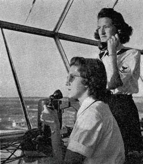 WAVES in control tower at Jacksonville, FL Naval Air Station, 1944.