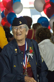 Elizabeth (B.J.) Hughes Gersey, arriving in Washington, DC with the Twin Cities Honor Flight, 2008.