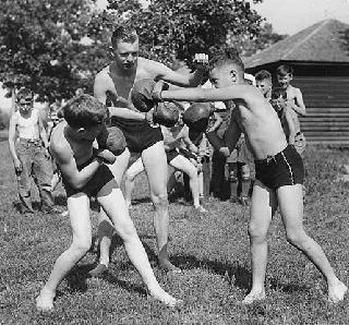 Photo: Boxing at the Young Men's Christian Association Camp on the St. Croix, 1937.