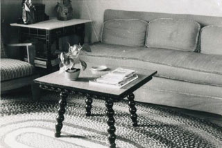 Braided rug fashioned from wool scraps, made by Mary Joy Breton.