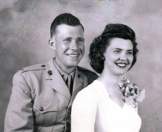 Royal and Doris Solie Bruchman on their wedding day, July 27, 1945.