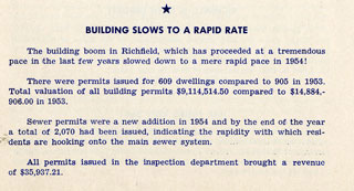 Document: Highlights of Richfield in 1954: Building Slows To A Rapid Rate.