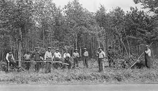 Civilian Conservation Corps crew(?), Mille Lacs Reservation, 1938.