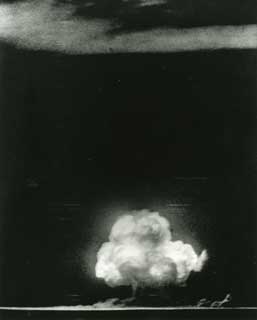 Mushroom-shaped cloud produced by an atomic explosion, 1945.