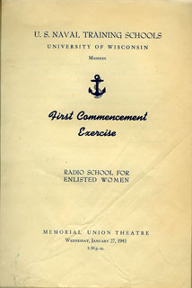 Document: Cover of commencement program from Radio School for Enlisted Women at the U of Wisconsin, Madison, January 27, 1943.