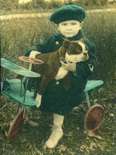 Bill Cameron with his Boston Terrier, 