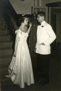 Photo: Marj Pelton at a fraternity dance with Bill Cameron at the University of Minnesota, ca. 1950.