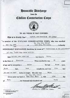 R. John Buskowiak's CCC Discharge Papers, April 13,
1940.