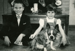 Photo: Linda and David Cameron with the family dog, 