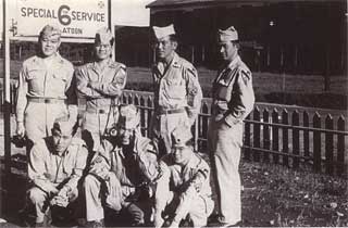 Edwin Nakasone (rear, second from left) with linguists in Japan, 1947. 