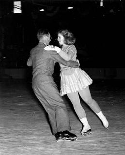 Photo: Dorothy Snell ice skating with her father, George F. Snell, 1938-1939.