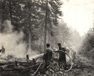 CCCs on the fireline, 1936.