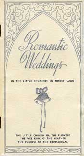 Wedding brochure, Forest Lawn Cemetery, Glendale, CA, 1942.