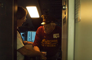 Photo: Ken Fritz had an opportunity to visit the cockpit of the US Air jet chartered for the Honor Flight.