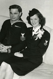 Elizabeth (B.J.) Hughes and Jon J. Gersey on their wedding day, February 24, 1945.