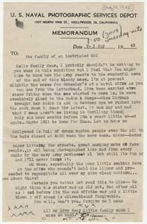 V-J Day letter from Anne Bosanko to her parents, August 14, 1945.