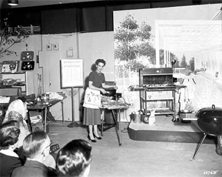 Photo: Outdoor grilling demonstration, Dayton's, Minneapolis, 1956.