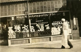 Joe Greenstein's grocery store in North Minneapolis, 1930s.