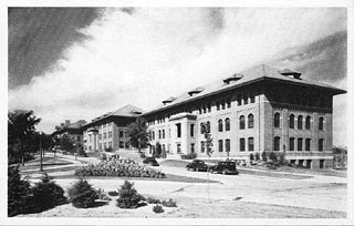 Photo: Administration, Engineering, and Haecker Hall, University Farm, 1940.