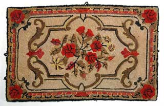 Object: Hooked rug with floral design, 1932-1934.