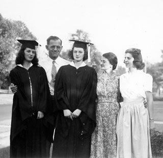 Jane Shields (left) posed with her sisters and parents upon her graduation from the University of Minnesota in June 1941. 