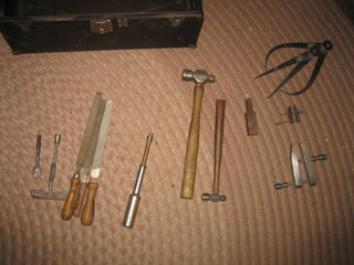 An assortment of tools used by Ferne Chambers Krans while working in the glider factory, ca. 1943.