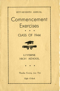 Document: Program for Graduation exercises, Luverne High School, 1944.