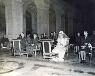 Michael McKeogh and Pearlie Hargrave wedding, in Marie Antoinette's Chapel, Palace of Versailles, France.