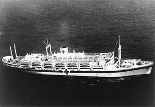 Photo: USS Mercy in San Pedro Bay, August, 1944.