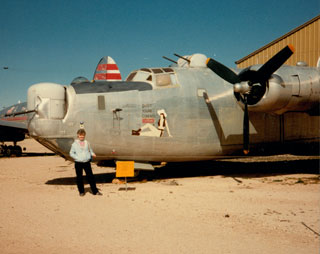 Millie Bowers Johnson with B-24 Bomber at the Pima Air & Space Museum, Tuscon, AZ.