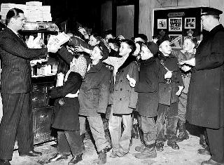 School patrol attending free movie, 1935. 
