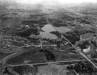 Photo: Aerial view of Lake Cornelia and surrounding area, Edina, 1955.