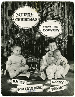 Photo: Danny, Ricky and Randy Cousins, family Christmas card, 1956.