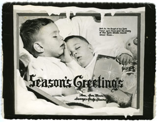 Photo: Danny and Ricky Cousins, family Christmas card, 1955.