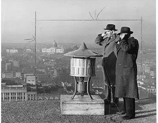 Photo: Air raid siren on top of courthouse, St. Paul, 1941.
