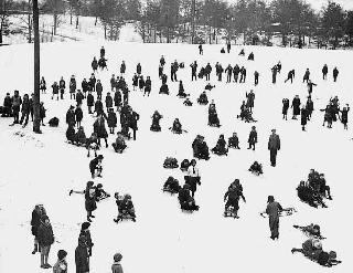 Cavell School sliding hill, 1935.