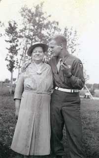 Frank Soboleski with his mother, at home in International Falls, Minnesota, 1943.