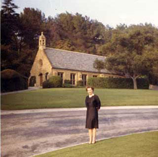 Doris Shea Fox, revisiting the Wee Kirk O' The Heather, 1964.