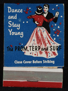 Object: Advertising matchbook for Prom, Terp, and Surf Ballrooms. Minnesota Historical Society 3D Objects Collection, ca. 1937-1945.