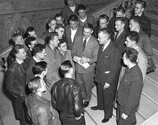 Veterinary college students lobbying for a bill at the State Capitol, April 11, 1947.