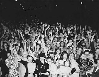 People celebrating on VJ Day, Minneapolis, August 14, 1945.