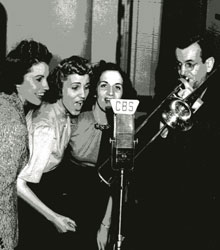 Photo: The Andrews Sisters with Big Band legend, Glen Miller. Courtesy: Tom Rockvam & Westonka Historical Society.